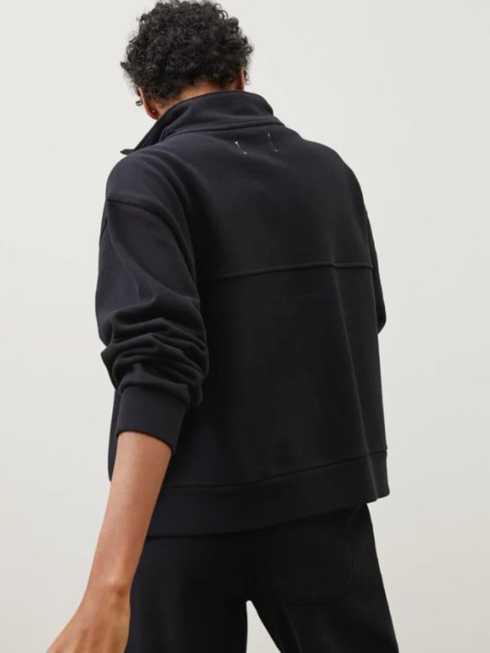 Everlane track 1/2 half zip sweatshirt black cotton - Picture 2 of 14